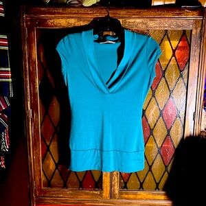 ✨2 for $15✨ Charlotte Russe turquoise deep V neck short sleeve shirt